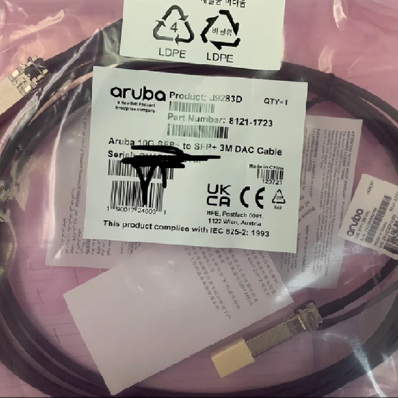 J9283D Aruba 10G SFP+ to SFP+ 3m DAC直接连接铜电缆