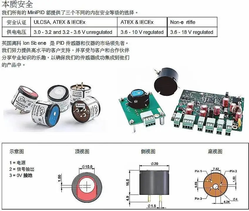 ION 10 ev MiniPID2 光化电离传感器HS MiniPID2 光电离子探测器