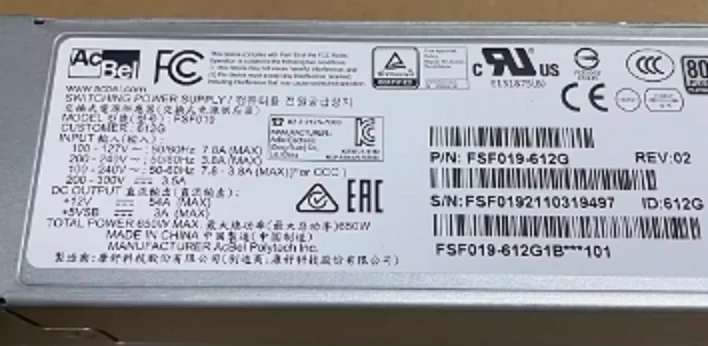 AcBel FSF019 612G 650W 康舒 交换式电源供应器 交换机冗余电源模块