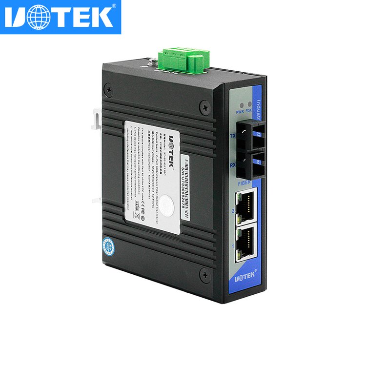 宇泰(UTEK)光纤收发器SC接口UT-60-D2T1SC\/2SC工业级1光2电交换机